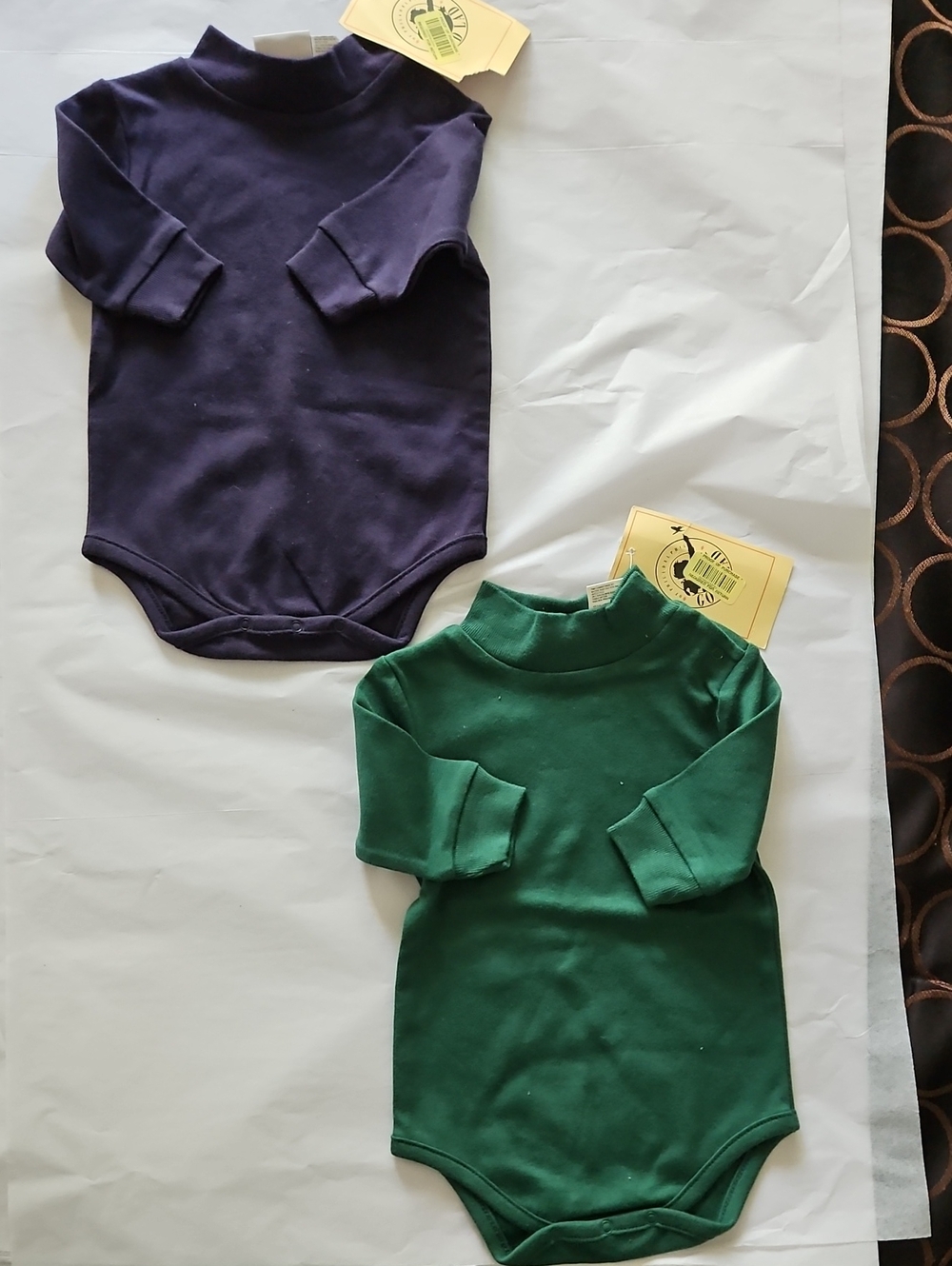 Good Lad Navy & Green Long-Sleeve Baby Onsies Sz 3 Months. NWT